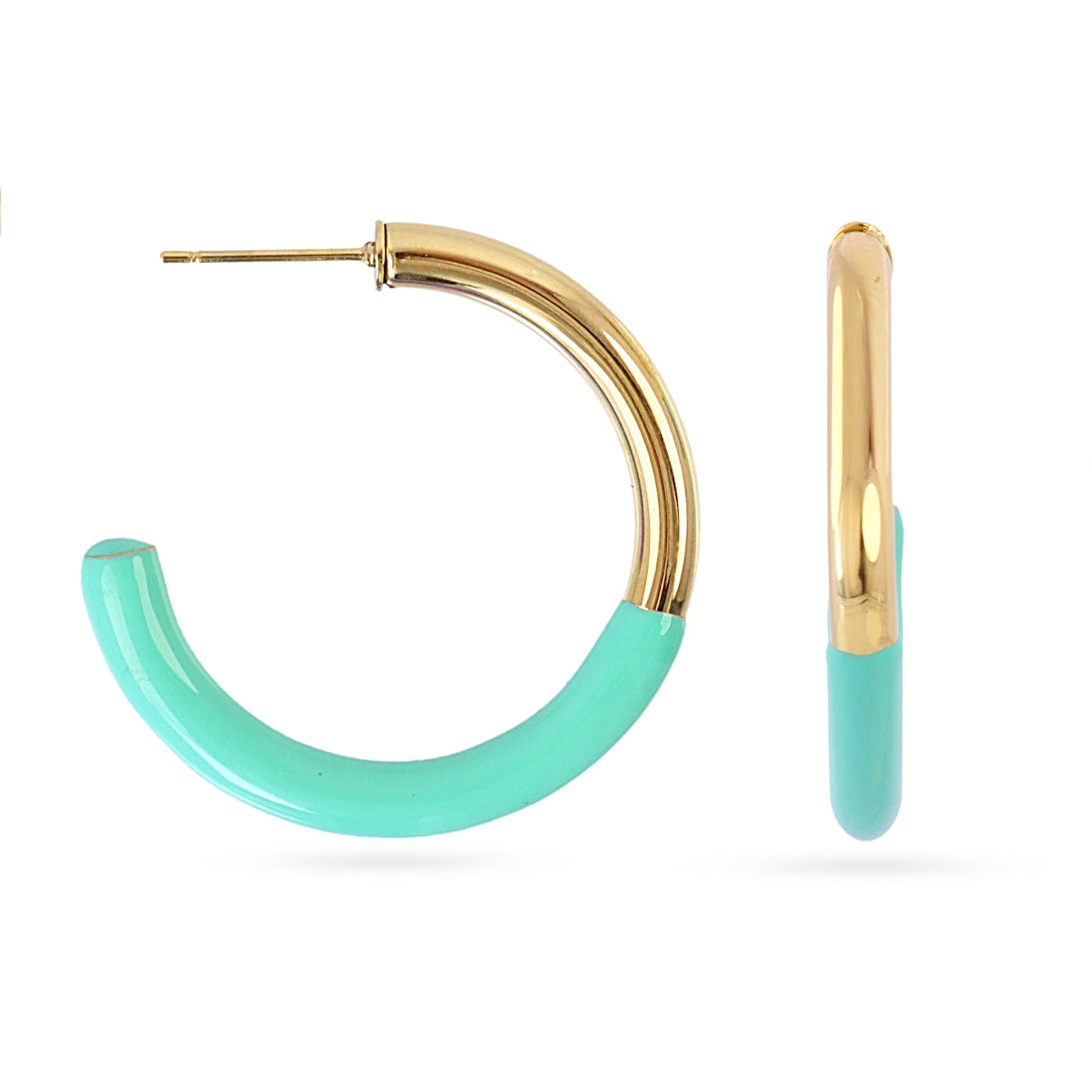 Aros finos Essentials bicolor esmaltado Turquesa Anartxy