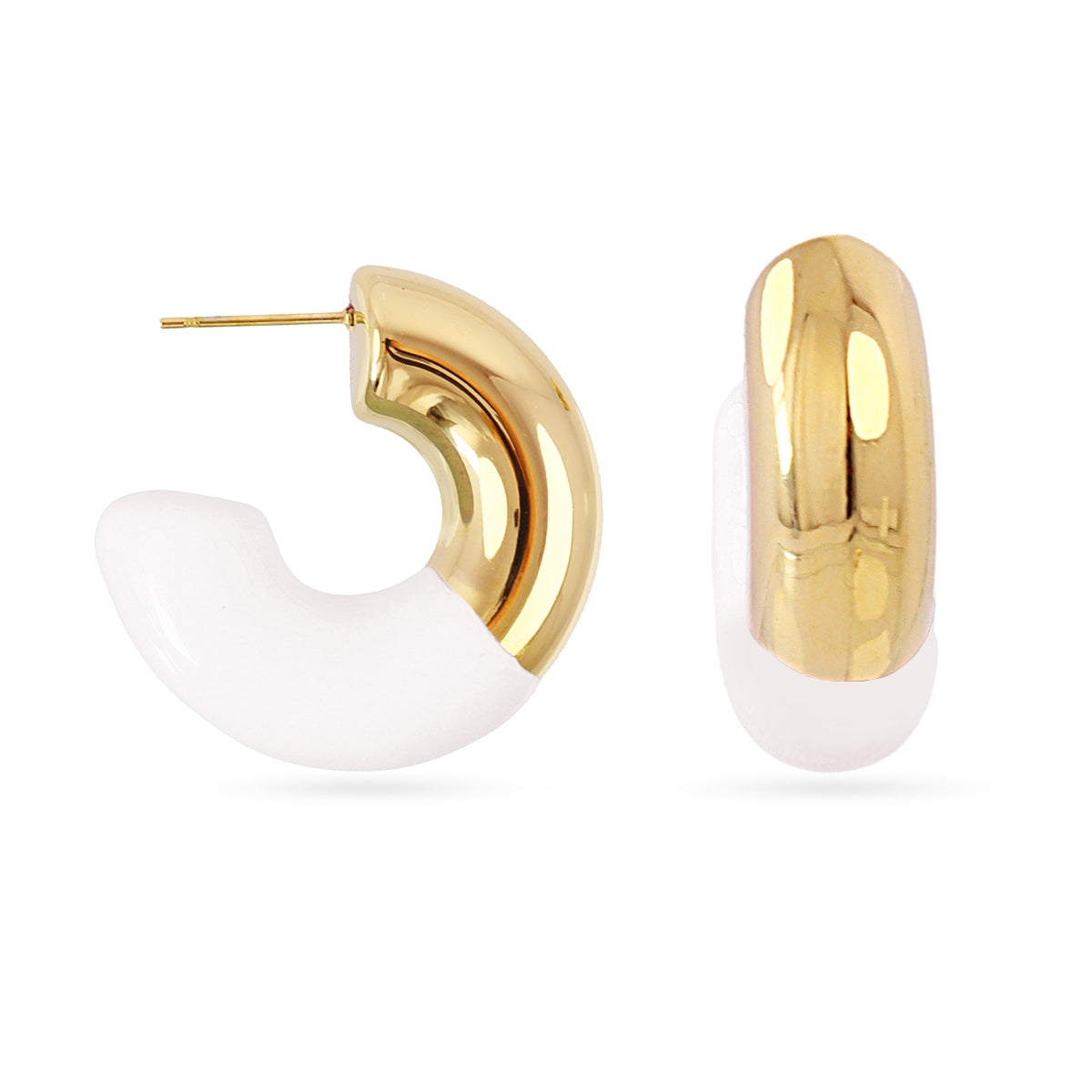 Aros gruesos Essentials detalle esmaltado Blanco Anartxy