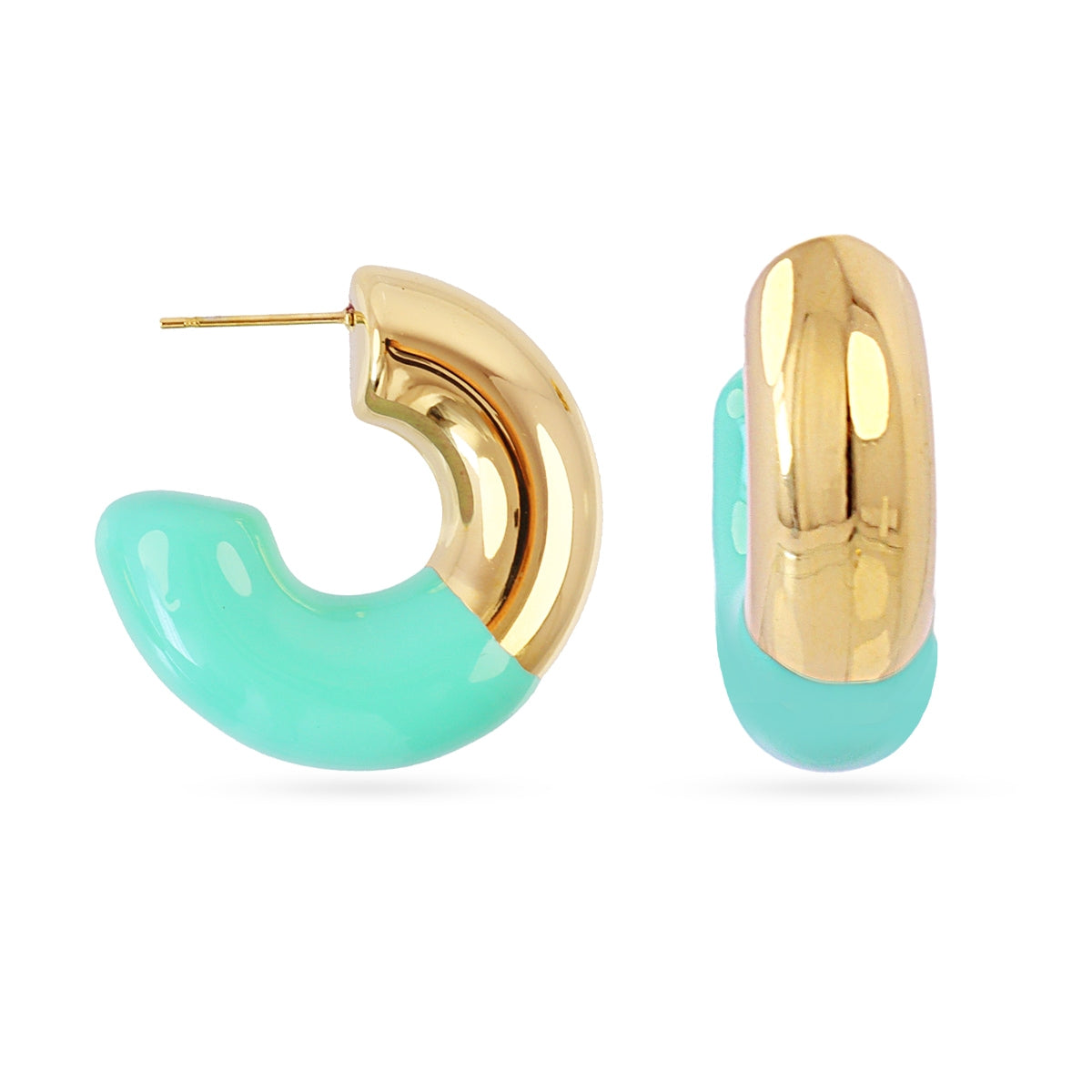 Aros gruesos Essentials detalle esmaltado Turquesa Anartxy
