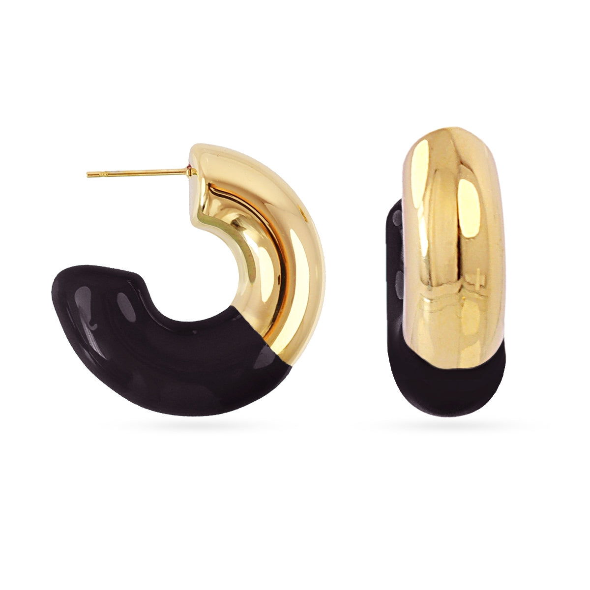 Aros gruesos Essentials detalle esmaltado Negro Anartxy