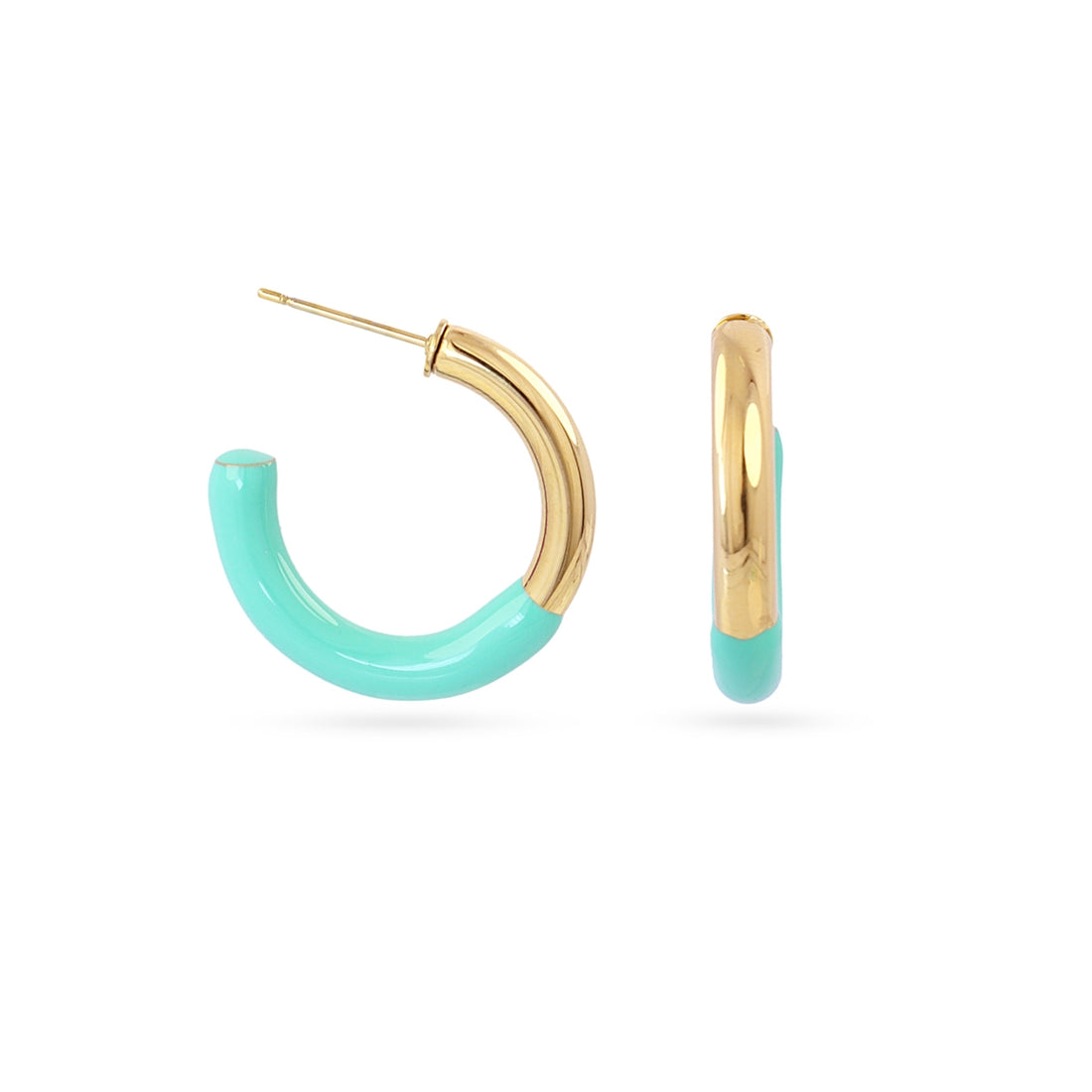 Aros mini Essentials bicolor esmaltado Turquesa Anartxy