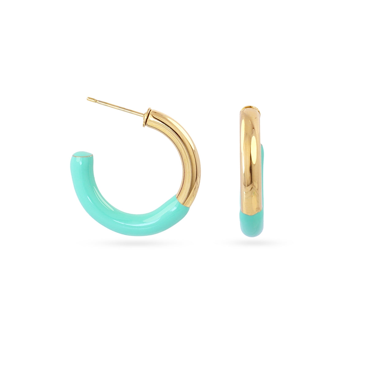 Aros mini Essentials bicolor esmaltado Turquesa Anartxy