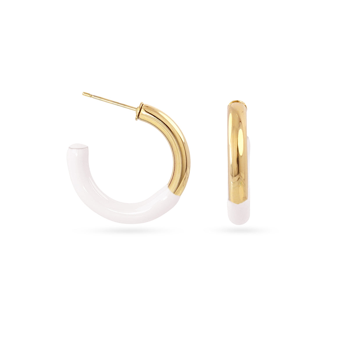 Aros mini Essentials bicolor esmaltado Blanco Anartxy