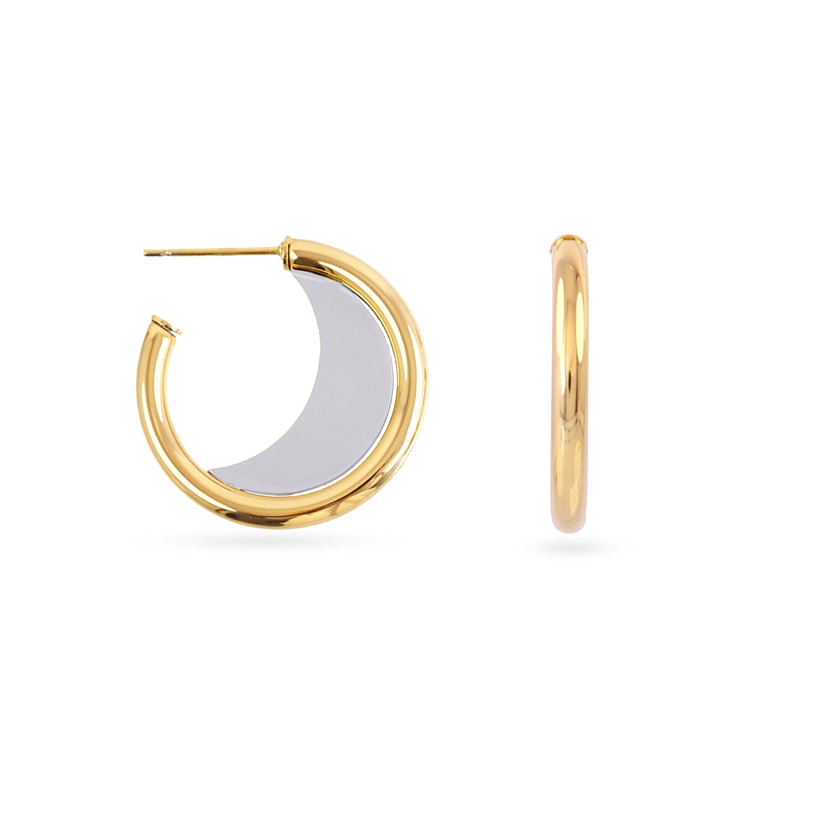Aros mini Essentials diseño dual Plateado Anartxy