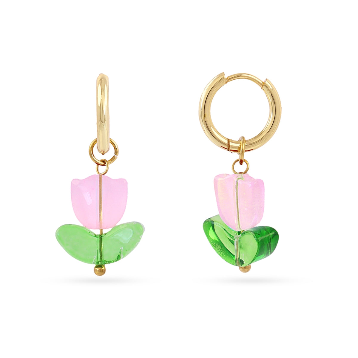 Aros Trencadis colgante tulipán Rosa Anartxy