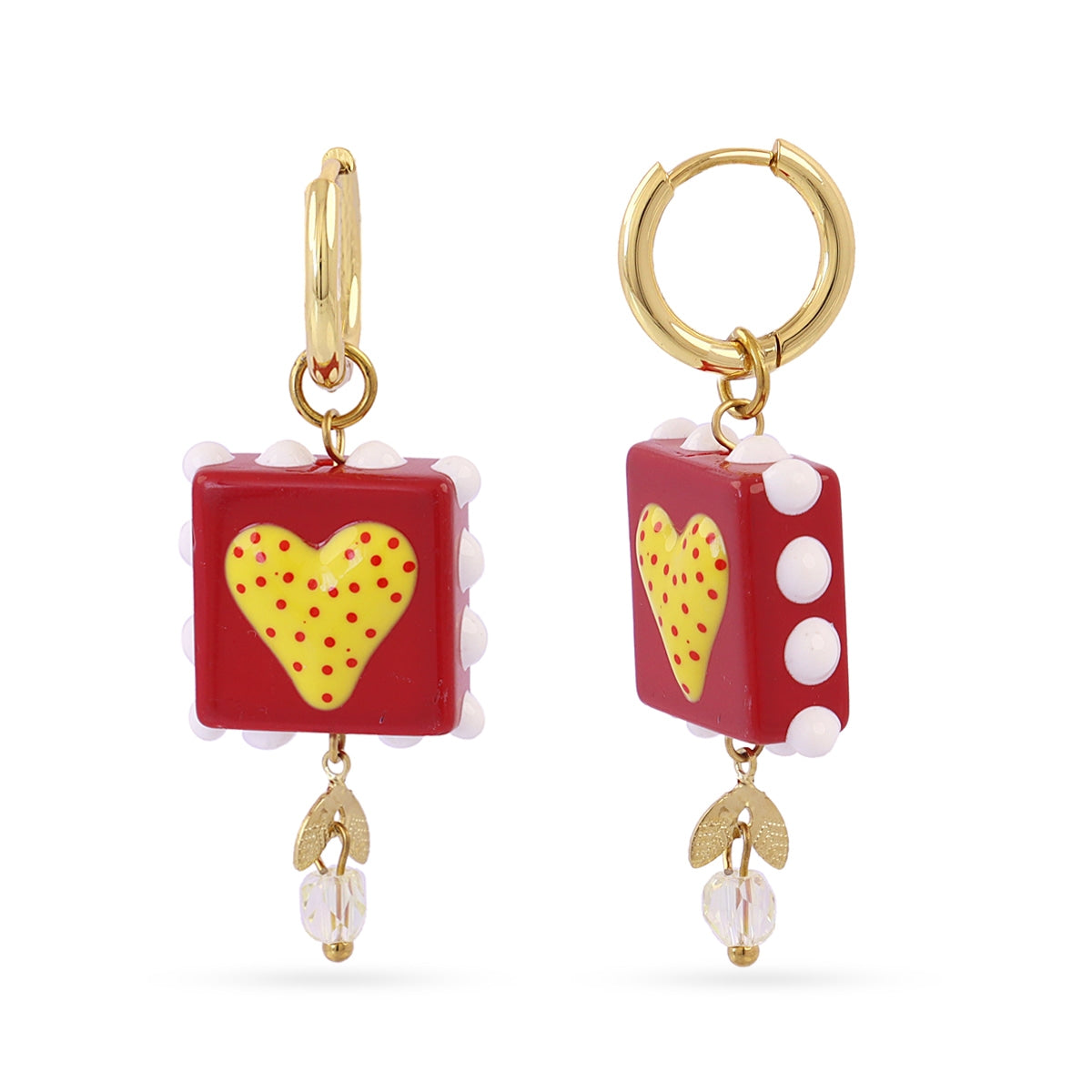 Aros Trencadis corazón amarillo Dorado Anartxy