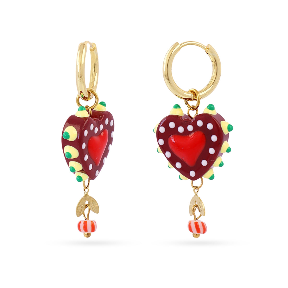 Aros Trencadis corazón burdeos Dorado Anartxy