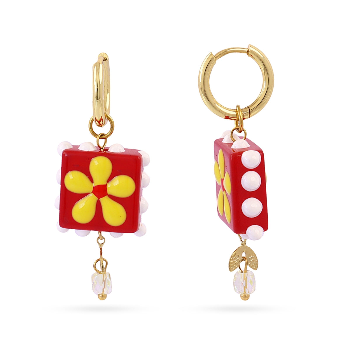Aros trencadis flor amarilla Dorado Anartxy