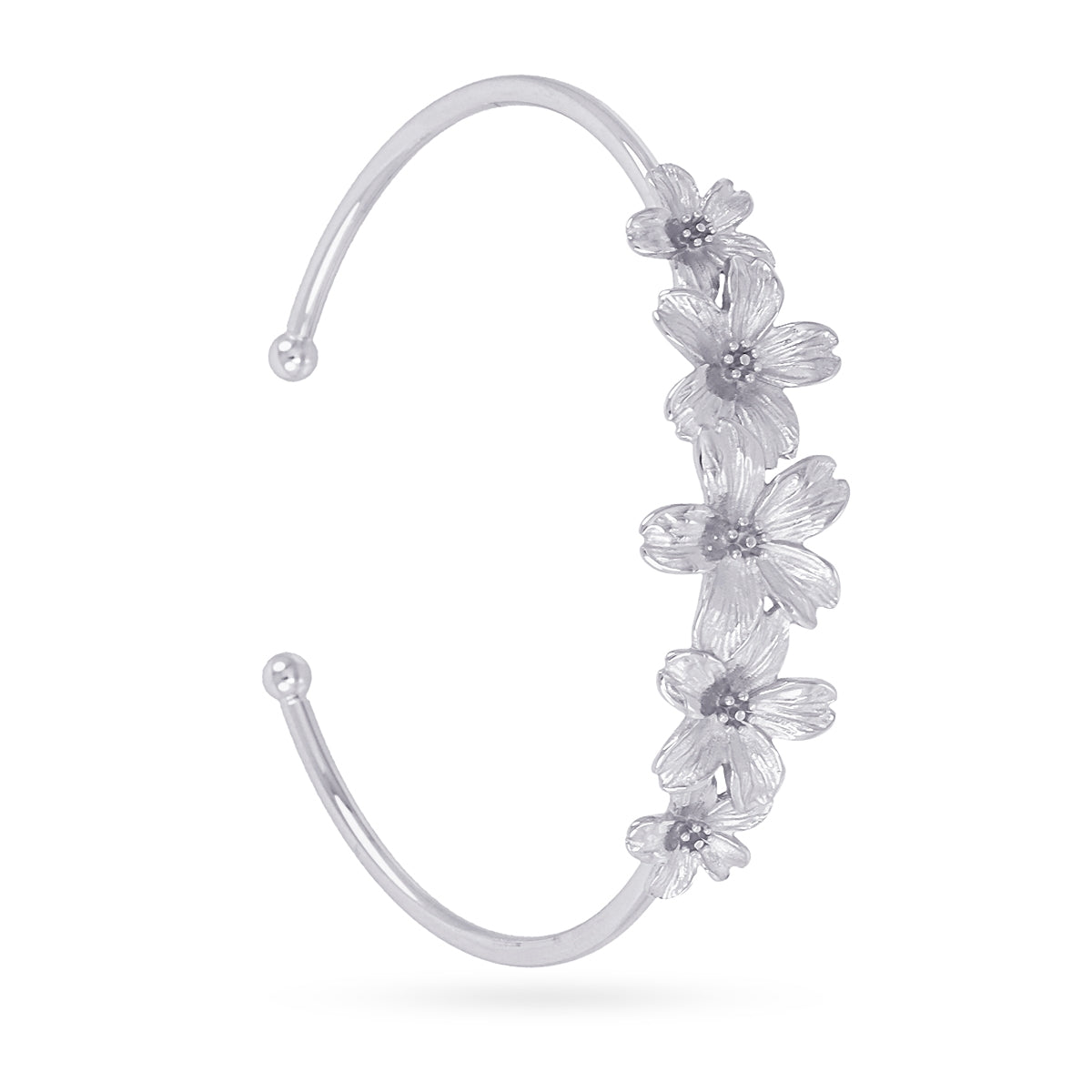 Brazalete Essentials flores relieve Plateado Anartxy