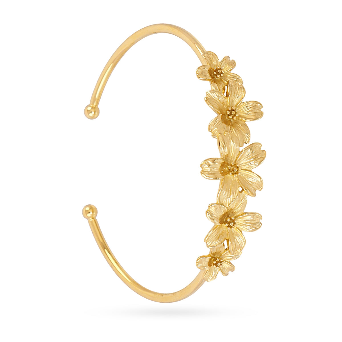 Brazalete Essentials flores relieve Dorado Anartxy
