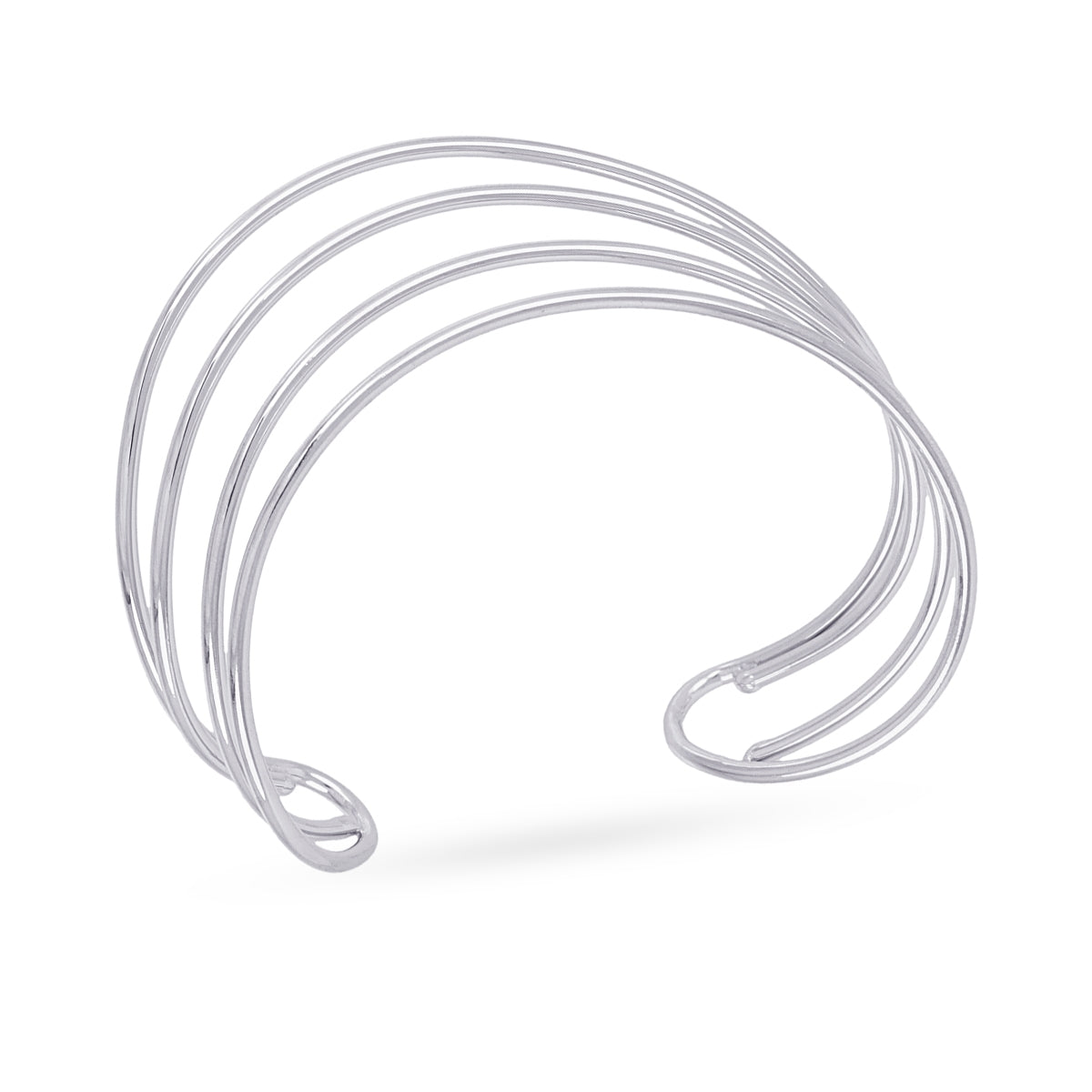 Brazalete Essentials líneas curvas Plateado Anartxy