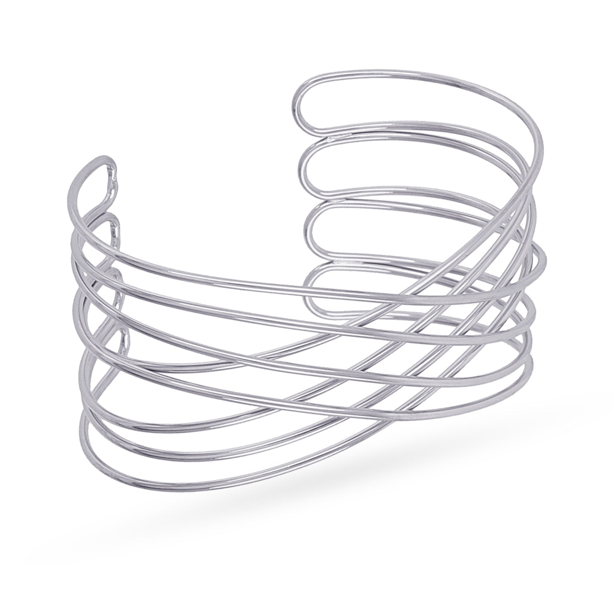 Brazalete multi tubos entrelazados Plateado Anartxy