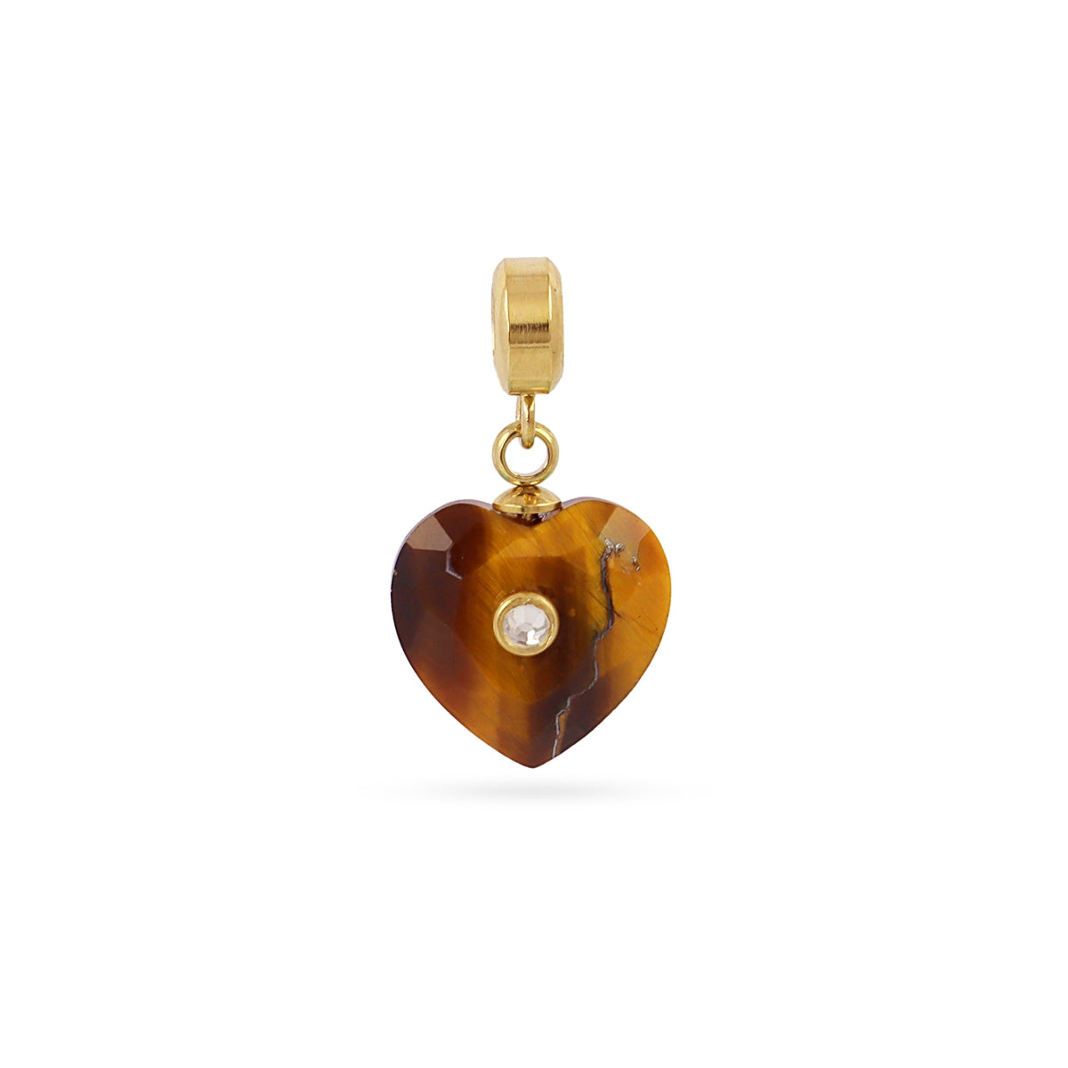 Charm corazón piedra circonita Café Anartxy