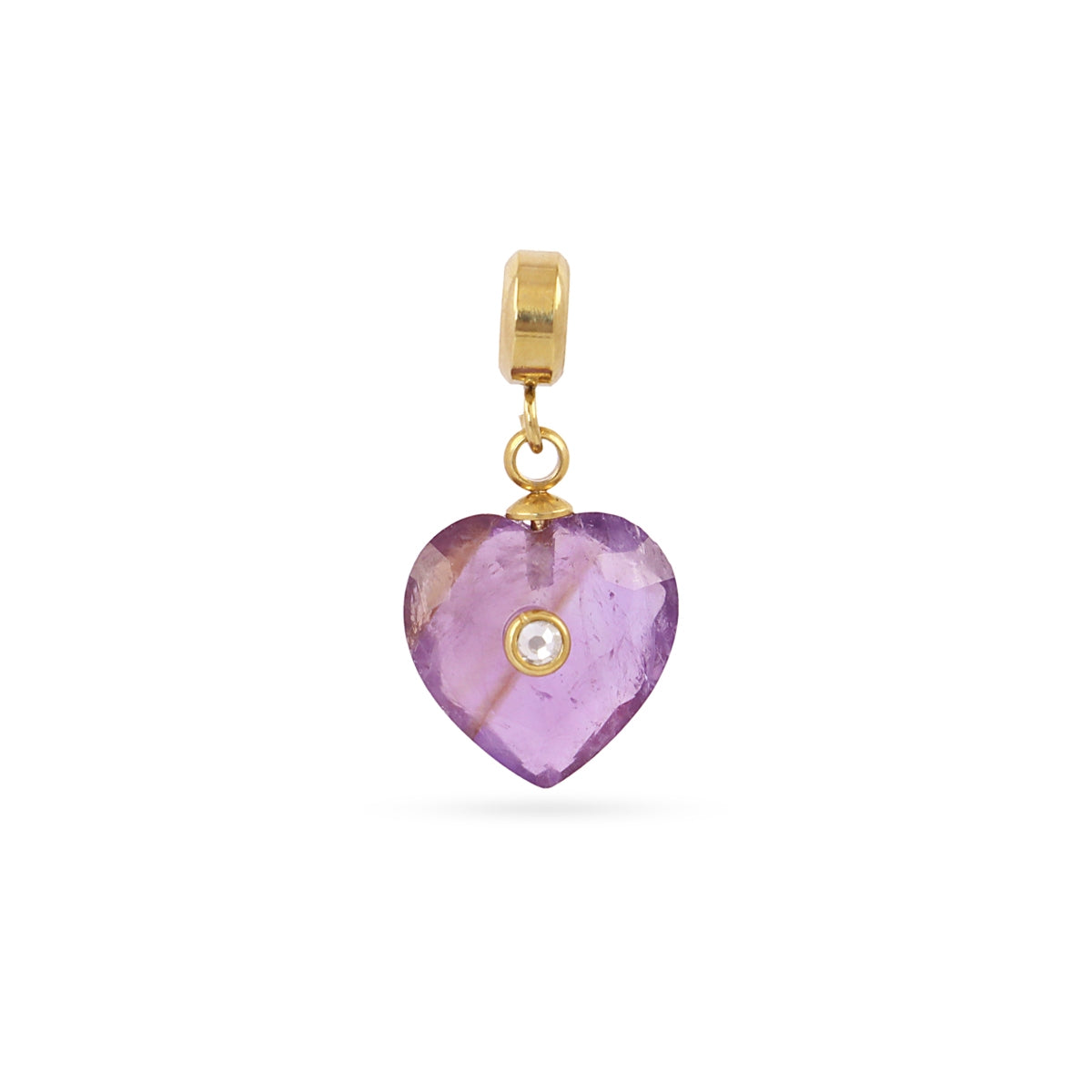Charm corazón piedra circonita Morado Anartxy