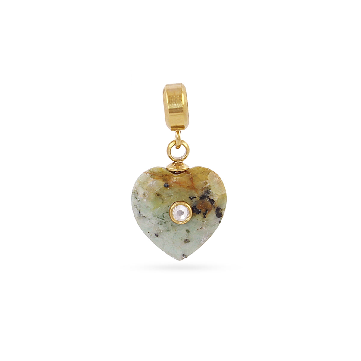 Charm corazón piedra circonita Verde Anartxy