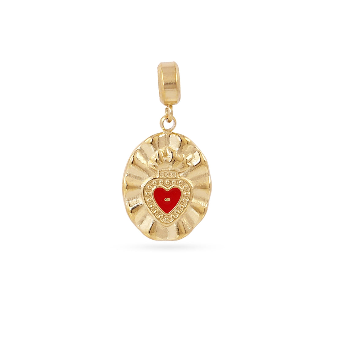 Charm medalla corazón rojo Dorado Anartxy