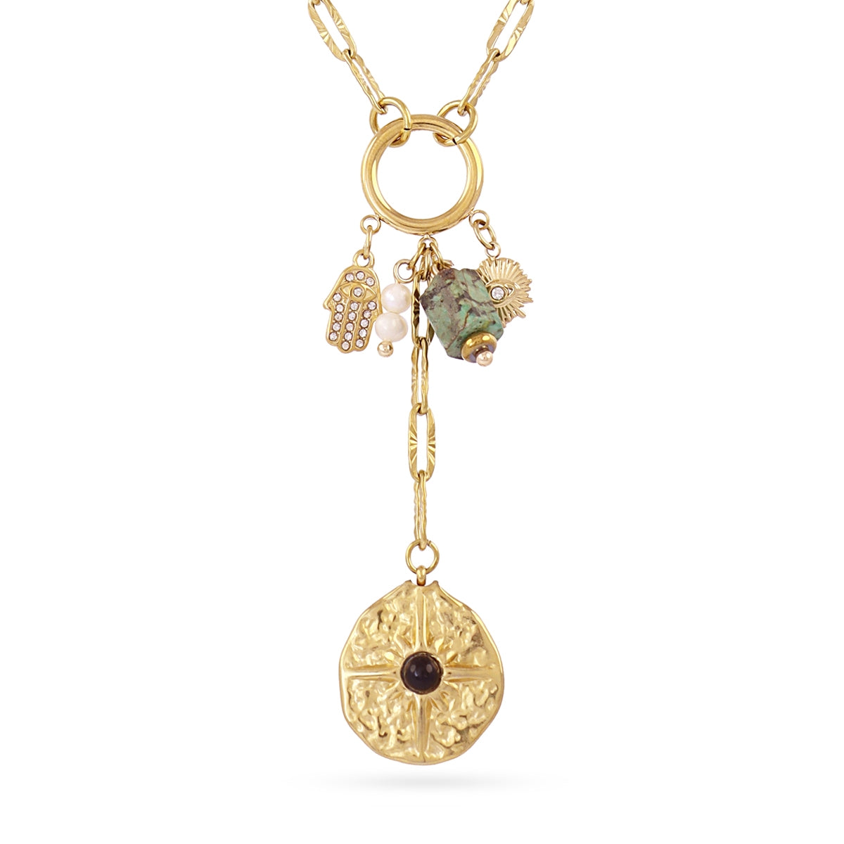 Collar Astros amuleto medallón Dorado Anartxy