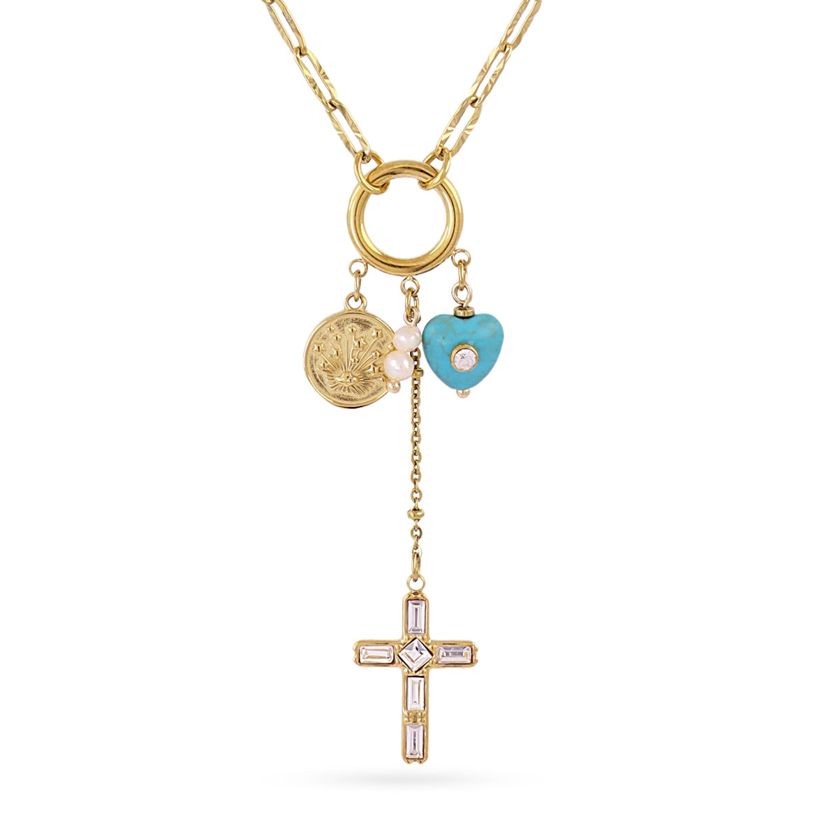 Collar Astros cruz celeste Dorado Anartxy