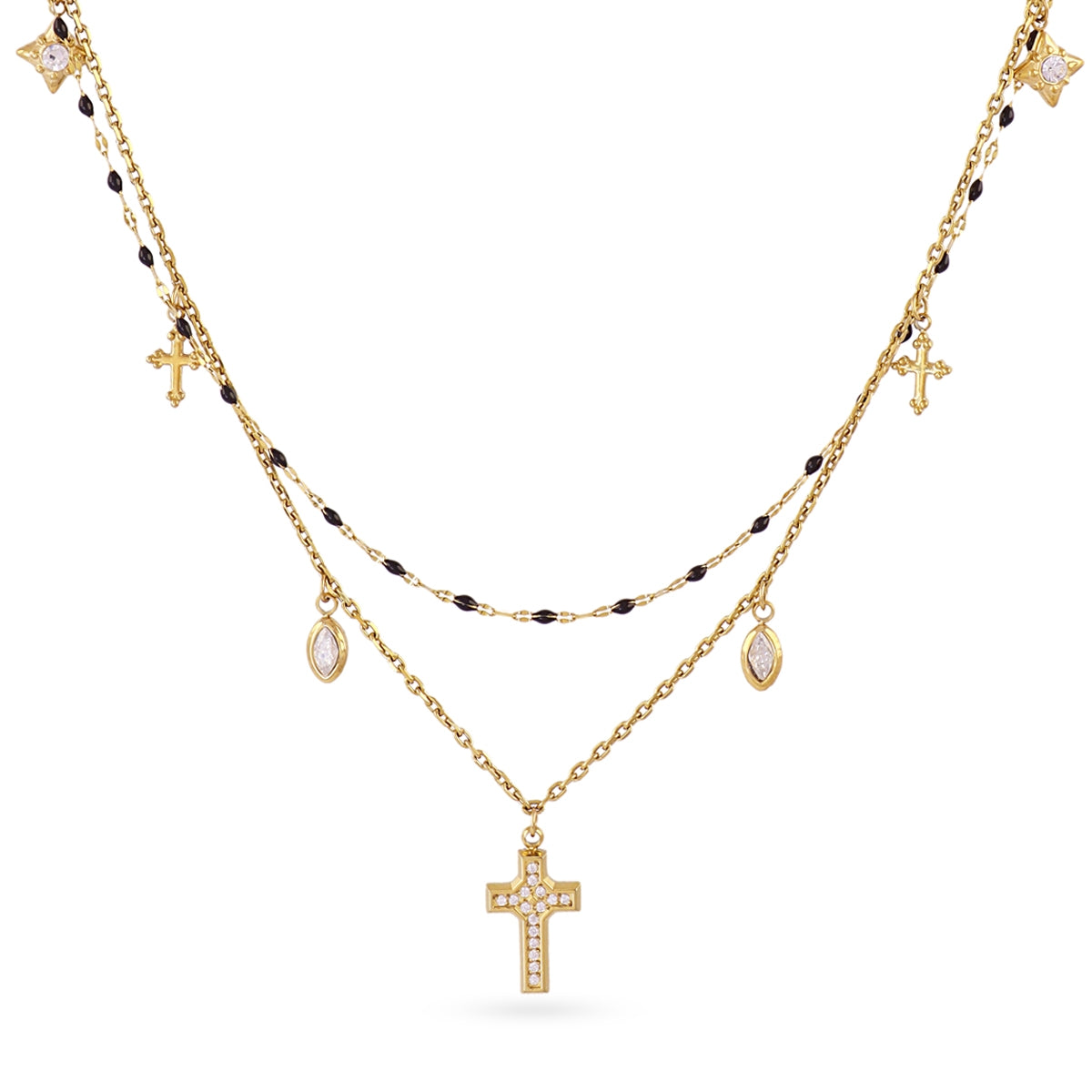 Collar Astros cruz nocturna Dorado Anartxy