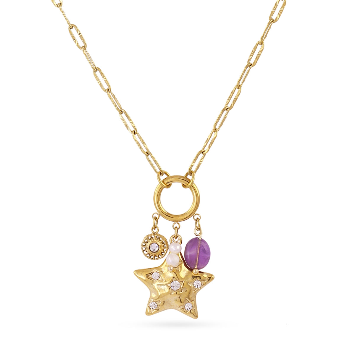 Collar Astros estrella amatista Dorado Anartxy