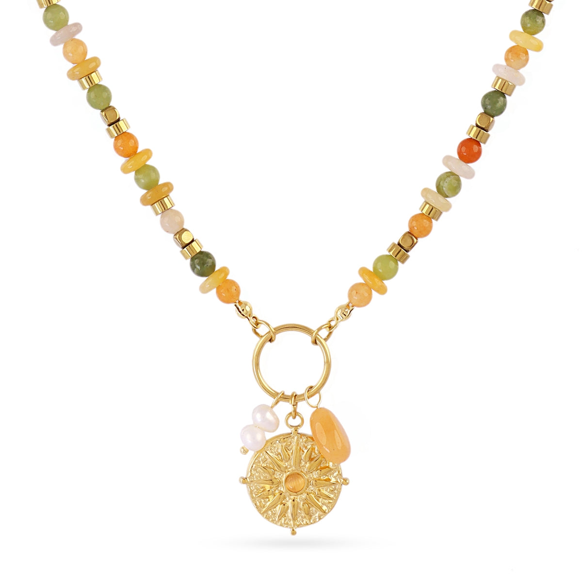 Collar Astros multicolor brújula Naranja Anartxy