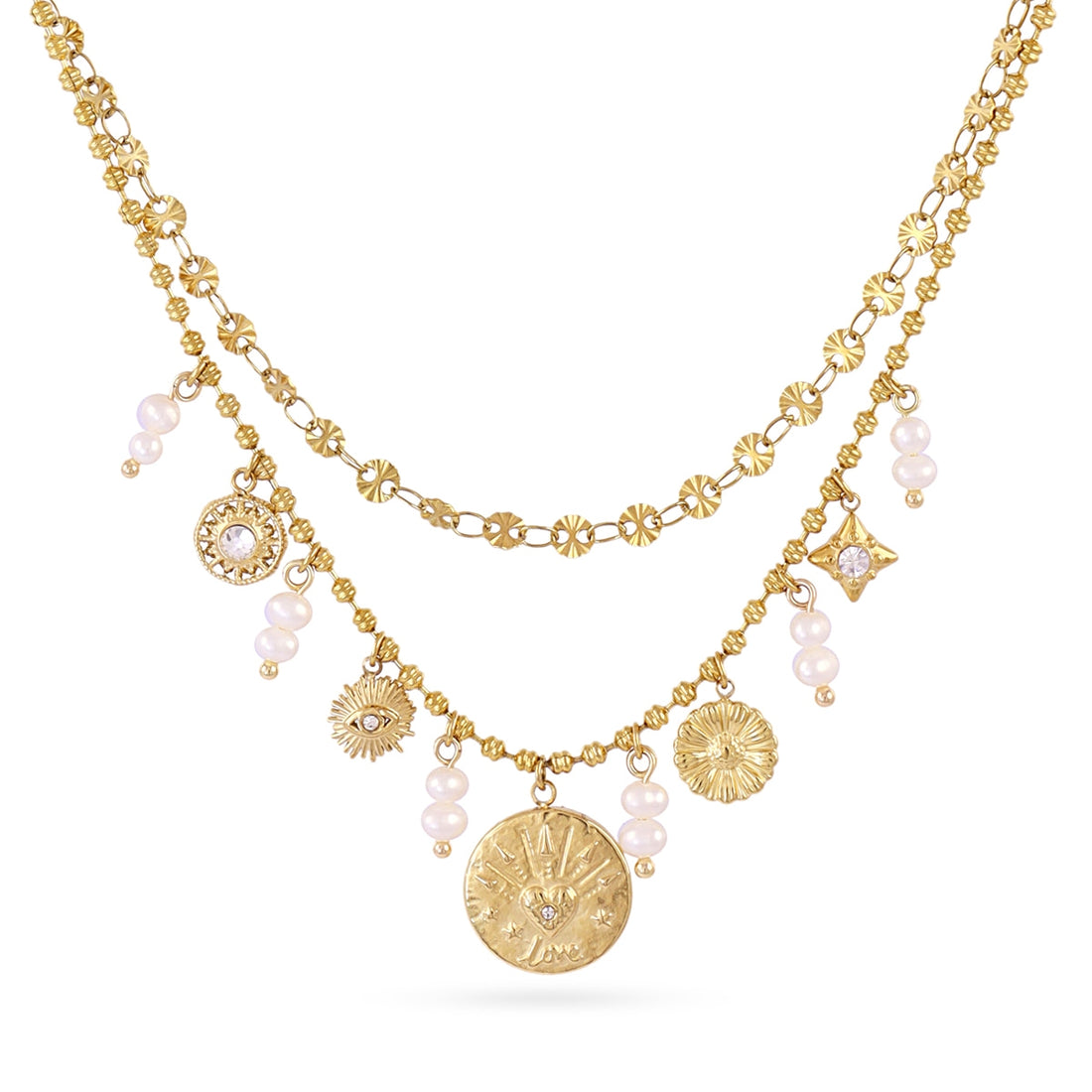 Collar Astros perla solar Dorado Anartxy