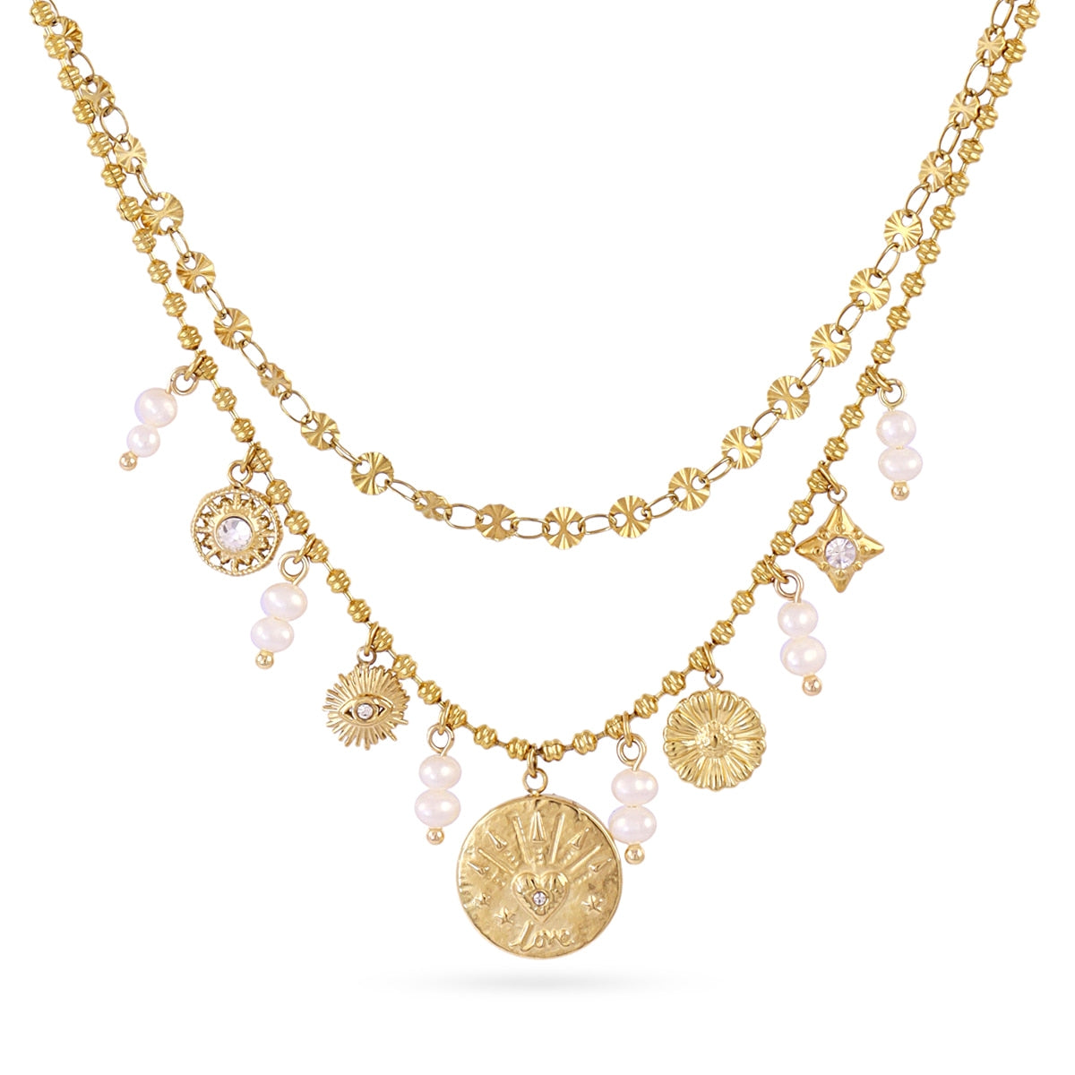 Collar Astros perla solar Dorado Anartxy