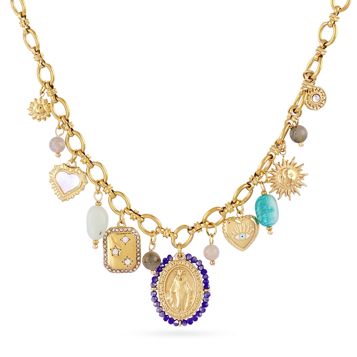 Collar Astros virgen azul Dorado Anartxy