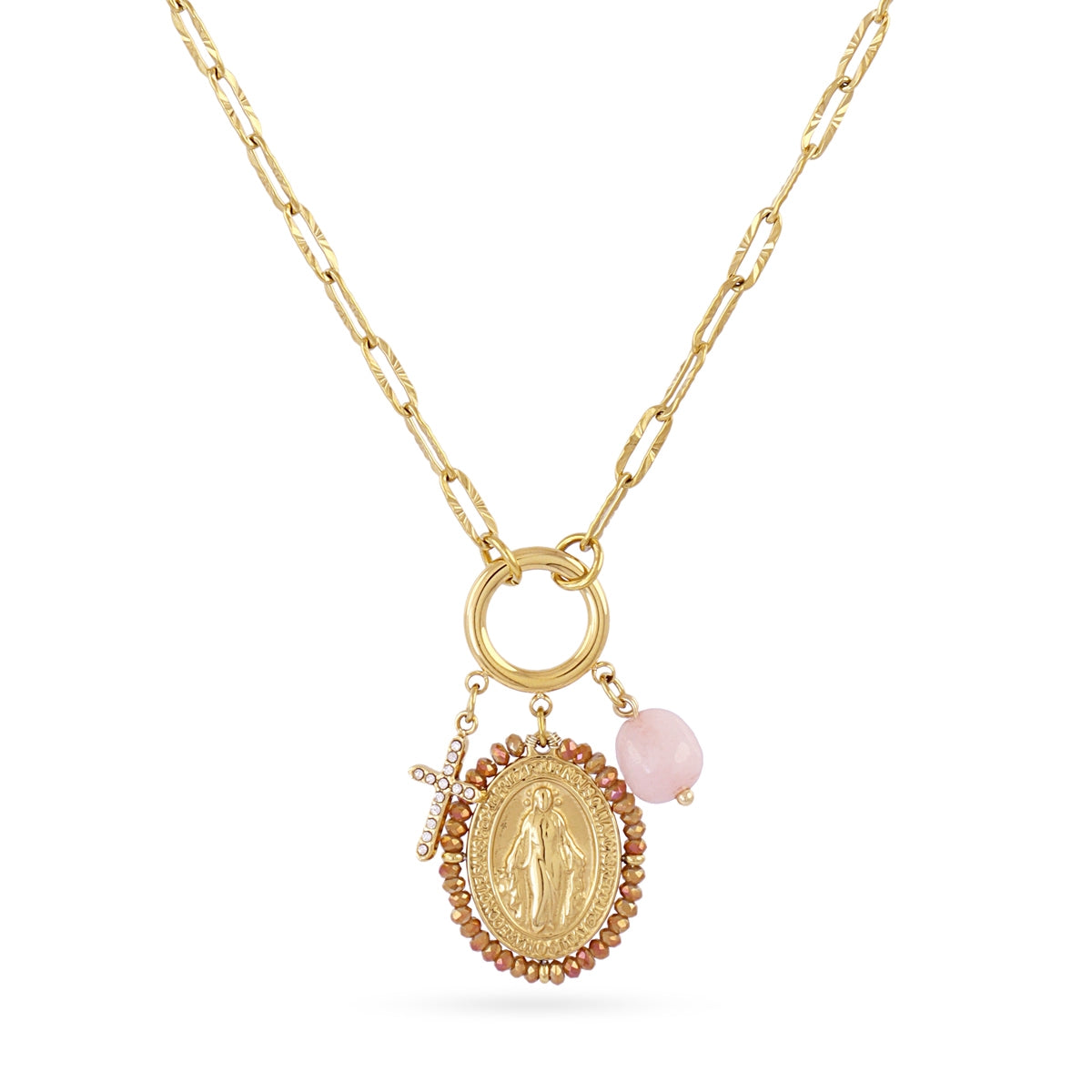 Collar Astros virgen rosa Dorado Anartxy