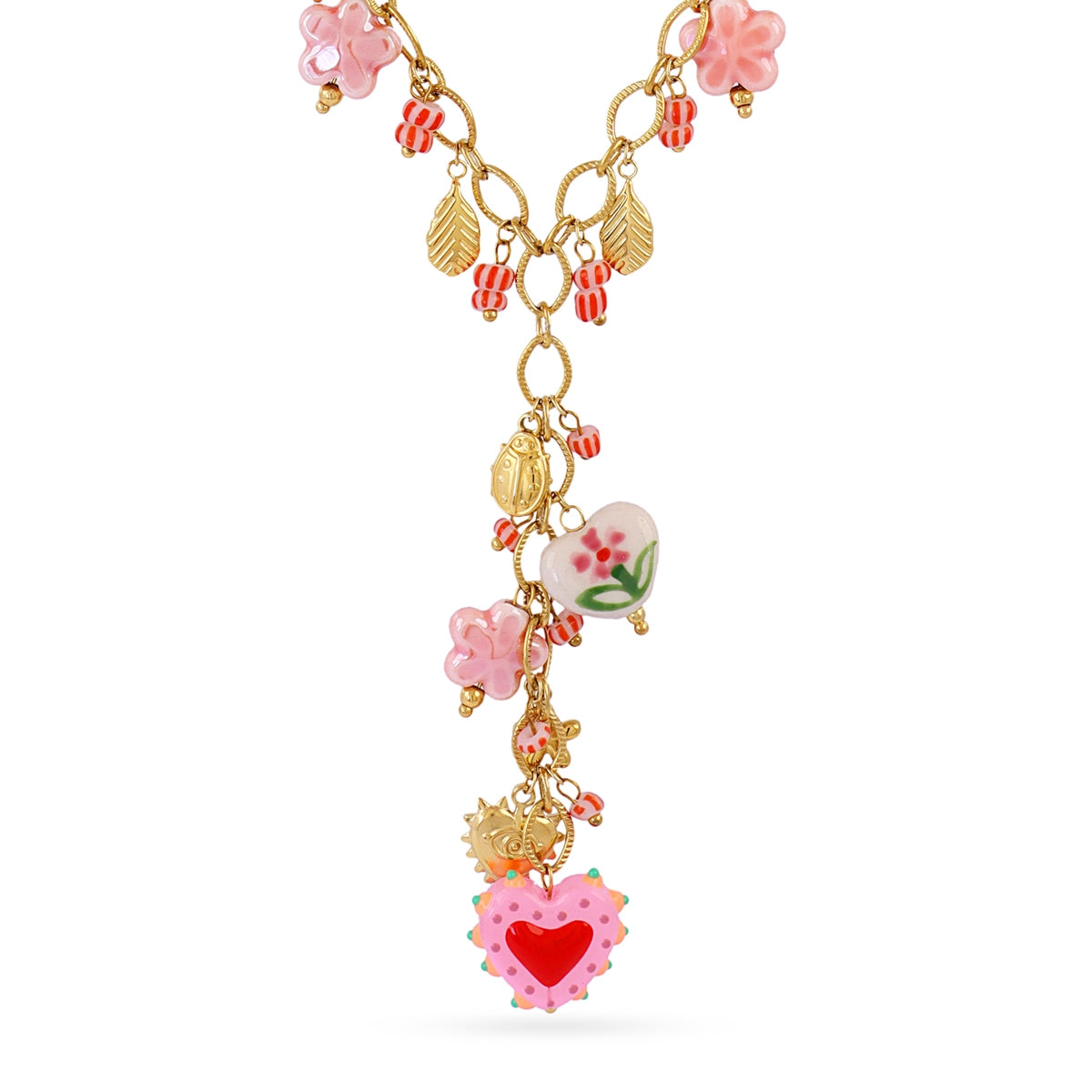 Collar corbatero Trencadis charms rosa Dorado Anartxy