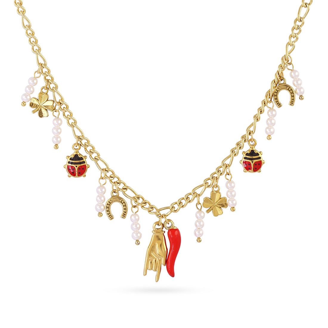 Collar Cornicello Horseshoe Rojo Anartxy