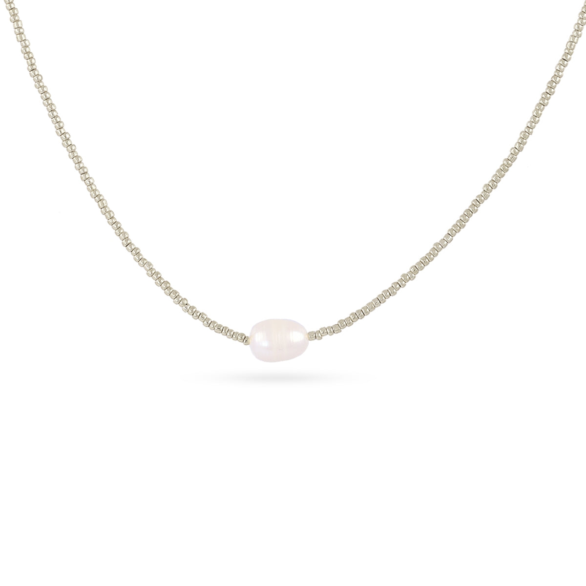 Collar de cadena con perla Plateado Anartxy