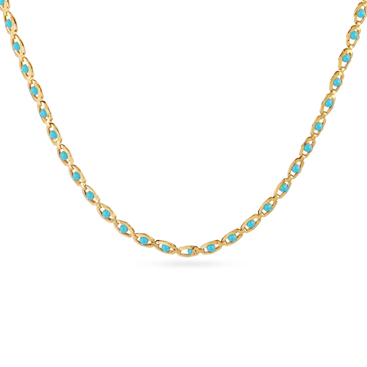 Collar dorado Spirit eslabones ojo esmaltado Turquesa Anartxy