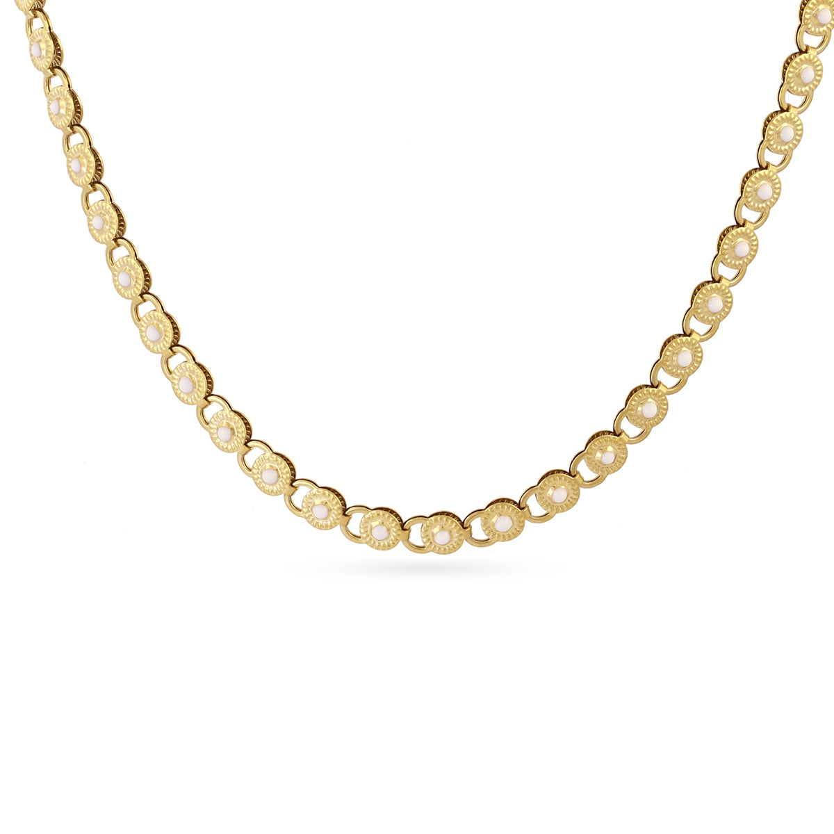 Collar dorado Spirit medallones esmaltados Blanco Anartxy
