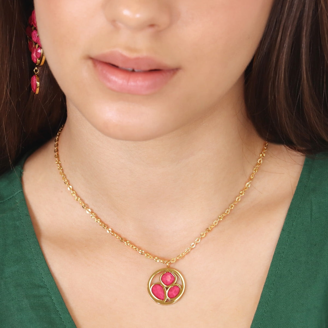 Collar Drops Drizzle Rosa Anartxy