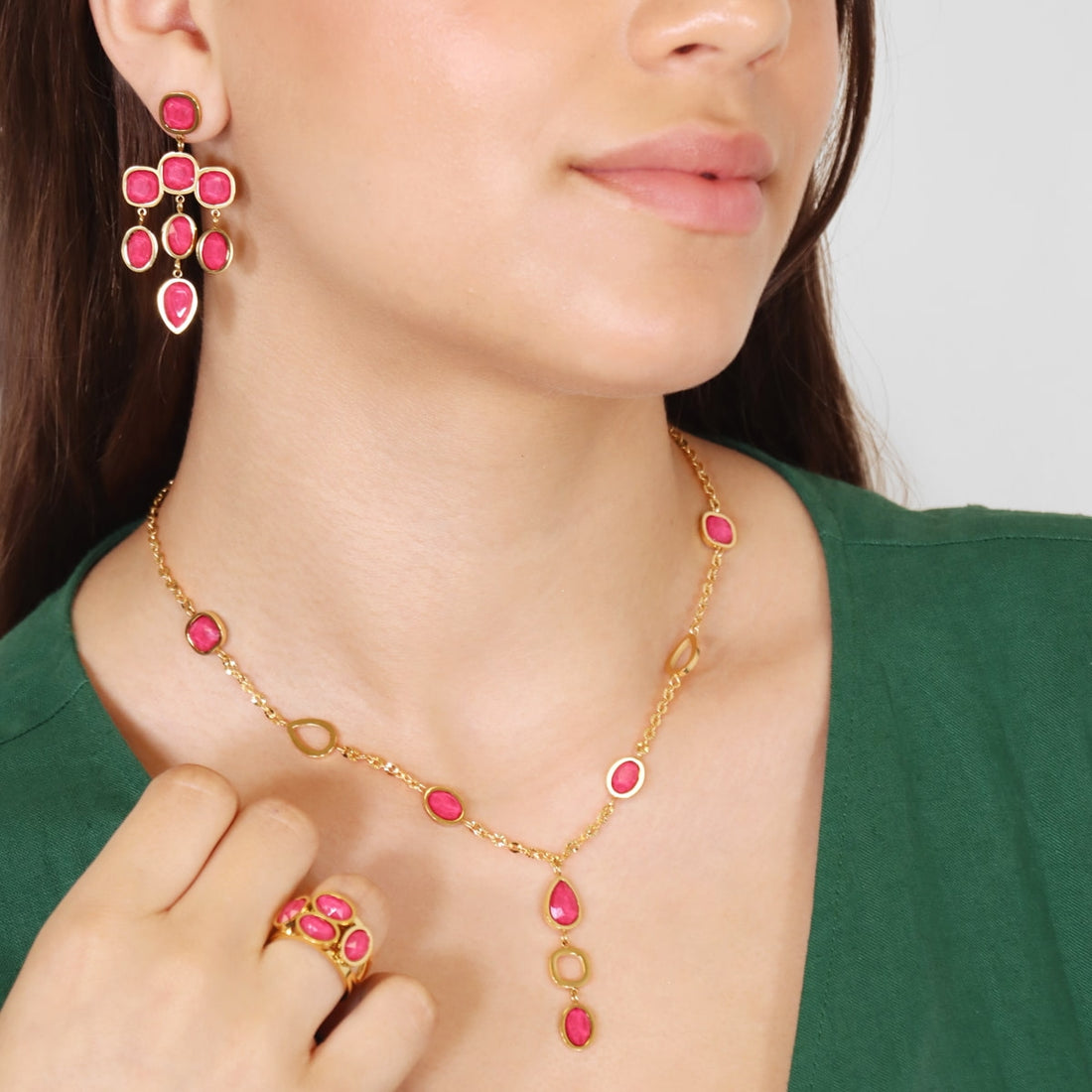 Collar Drops Zinnia Rosa Anartxy