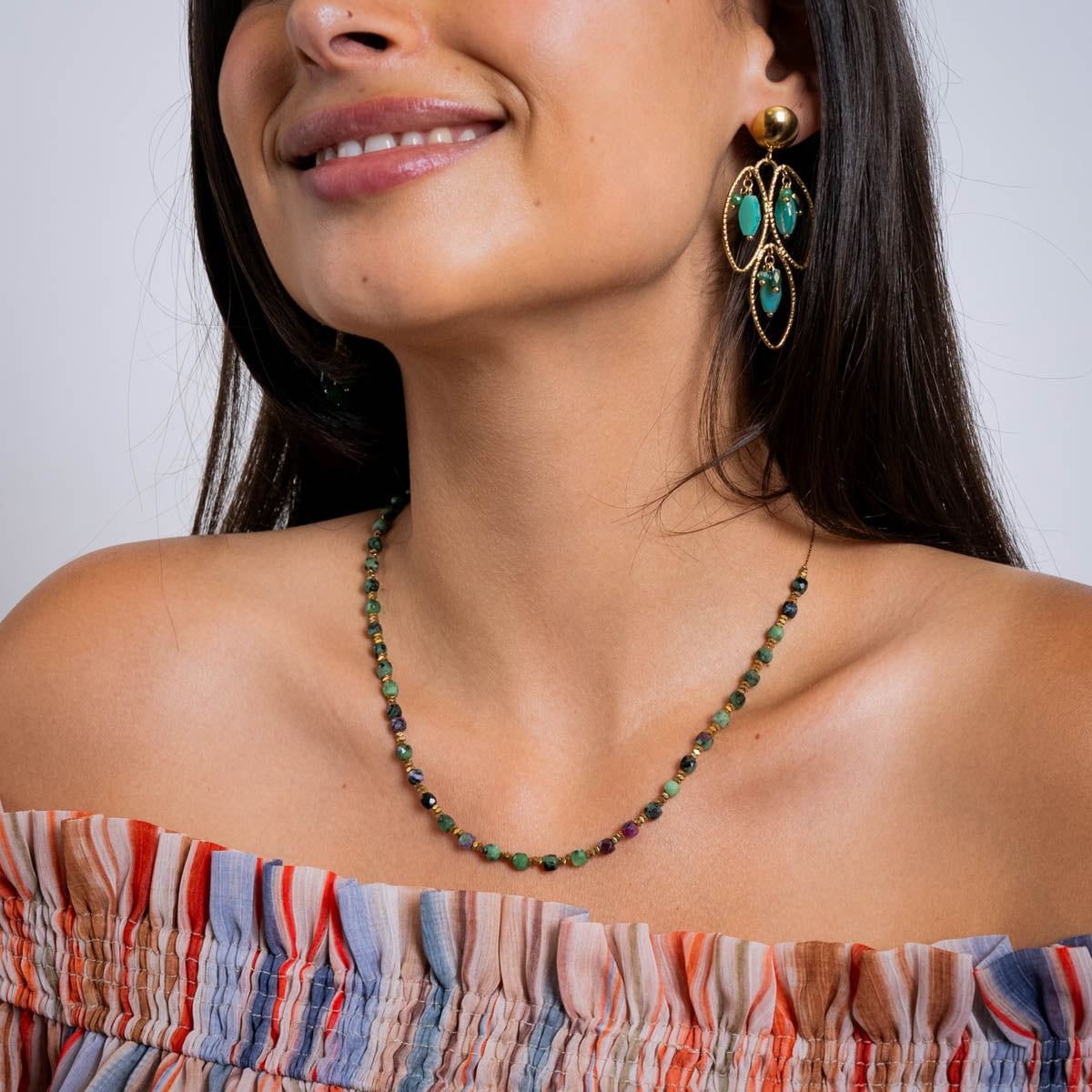 Collar extensible Spirit con piedras facetadas Verde Anartxy