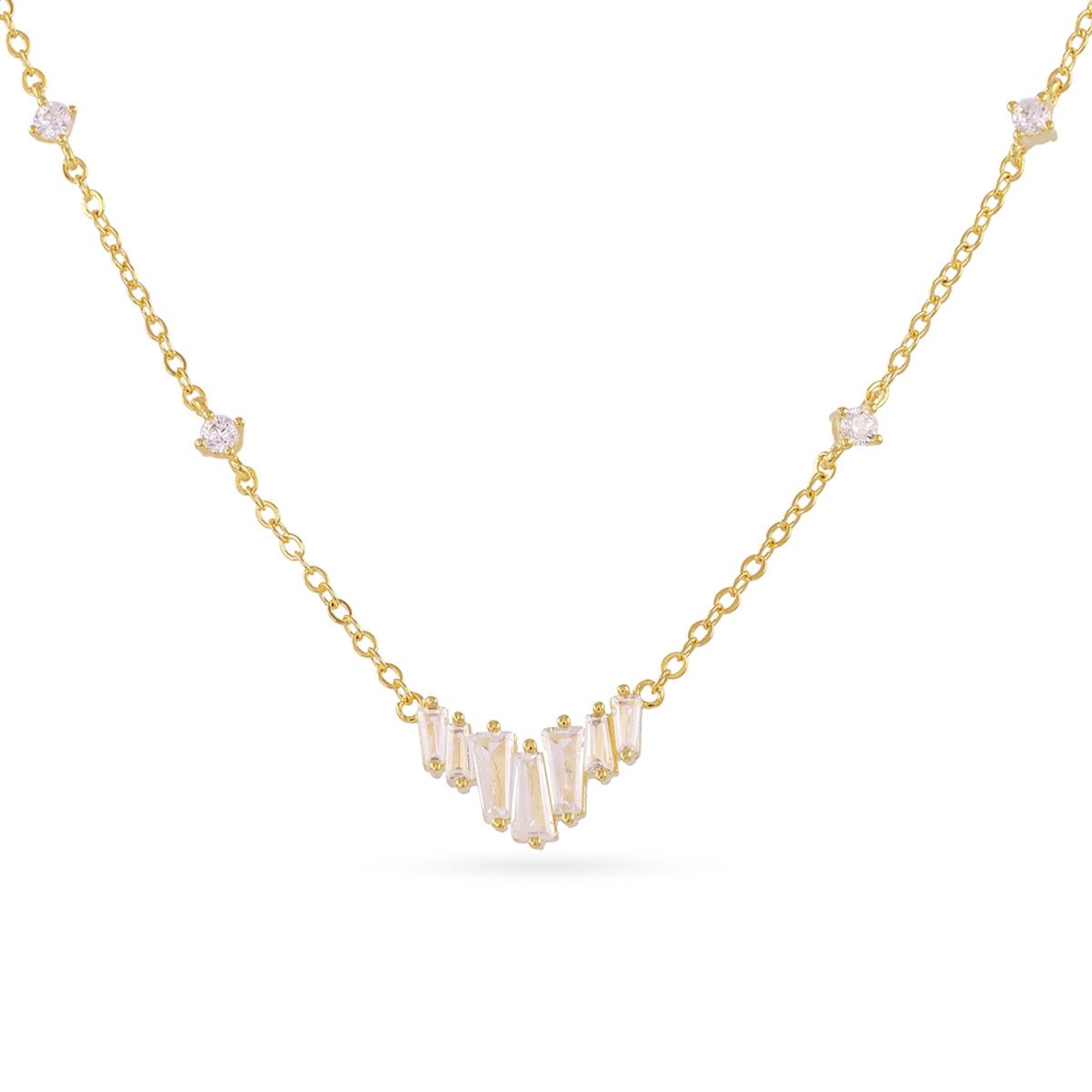 Collar fino Alma baguette en V Dorado Anartxy