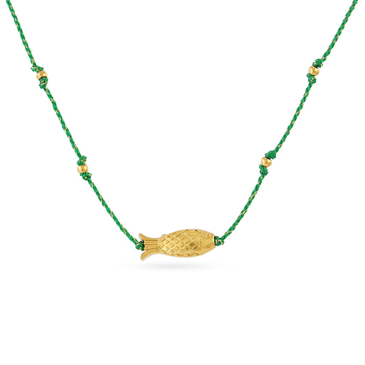 Collar fino Spirit hilo multicolor pez dorado Verde Anartxy