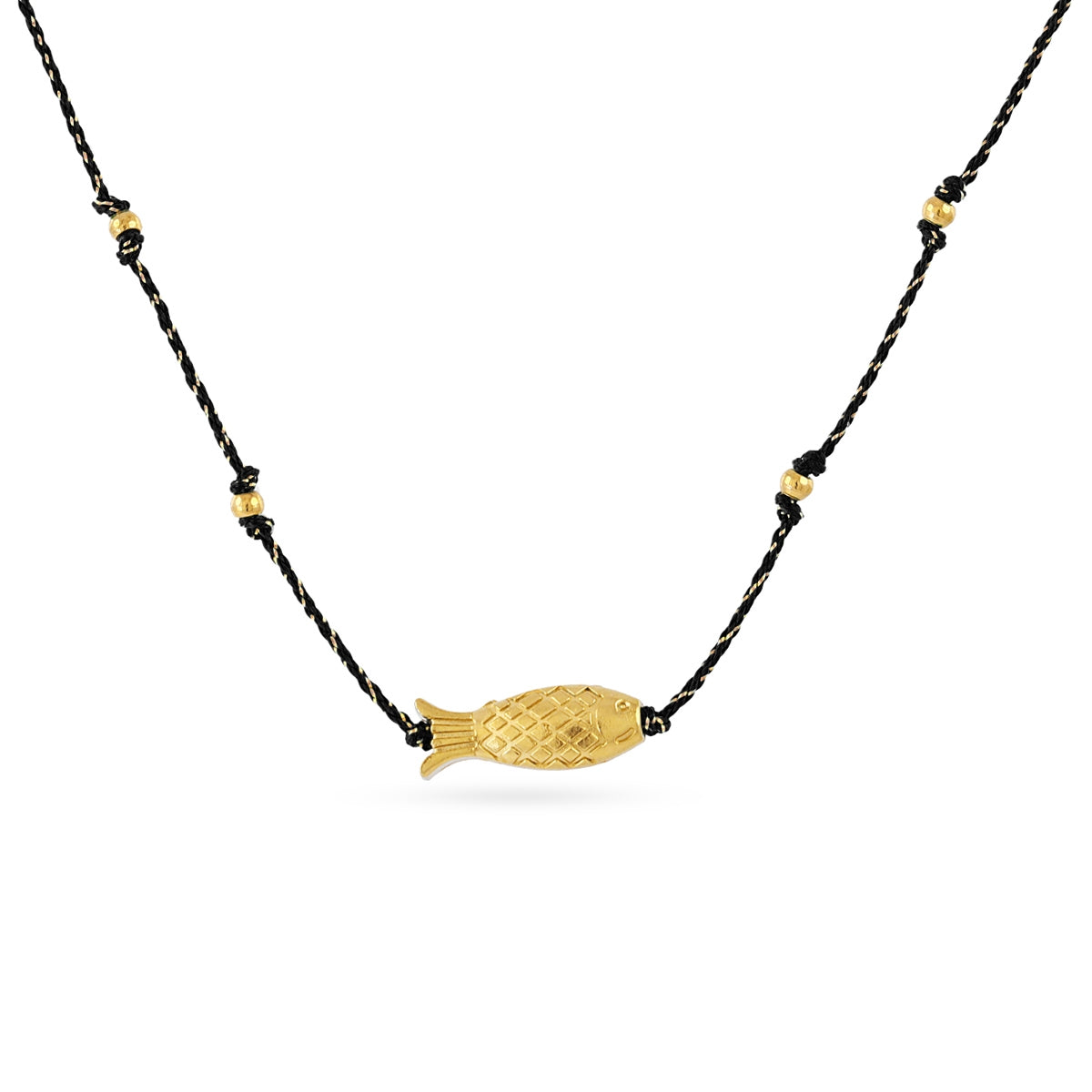 Collar fino Spirit hilo multicolor pez dorado Negro Anartxy