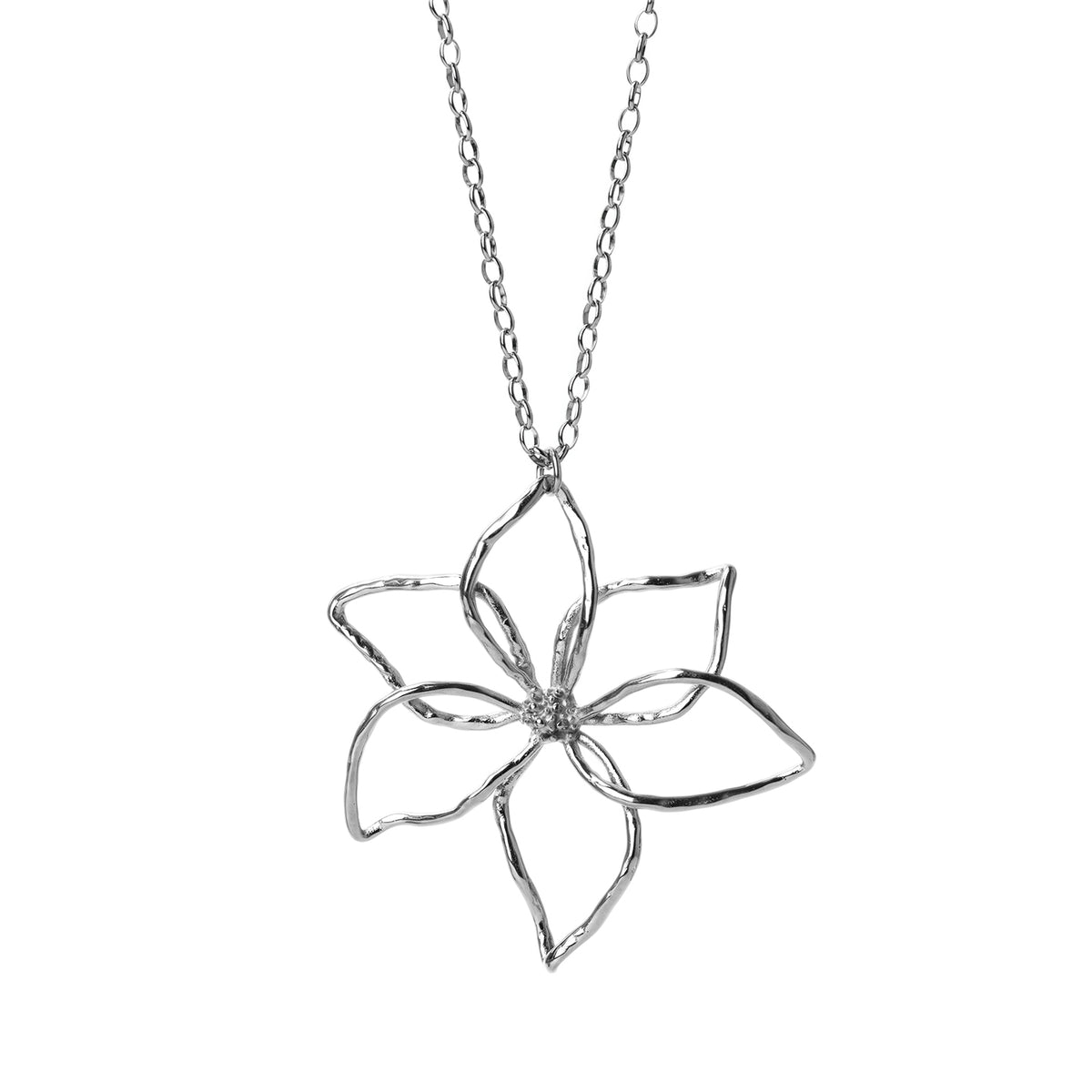 Collar largo Essentials flor abierta Plateado Anartxy