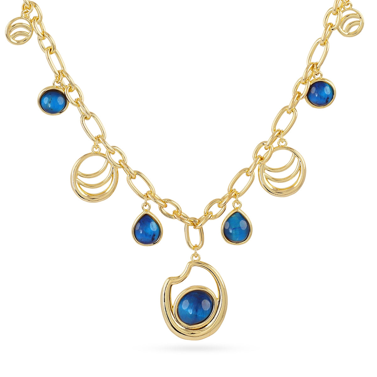 Collar Mirage multicharms ojo de tigre Azul Anartxy