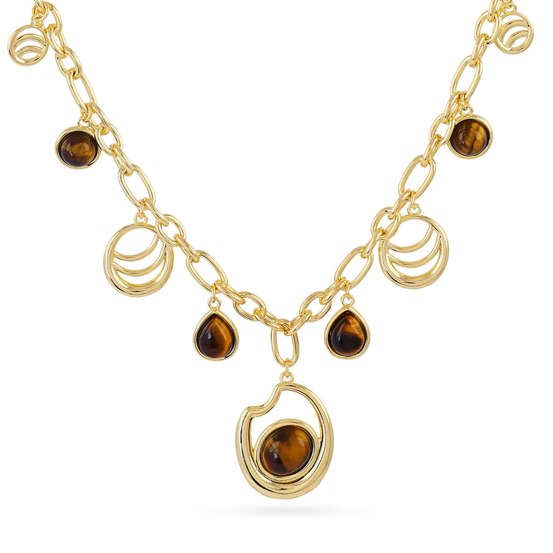 Collar Mirage multicharms ojo de tigre Café Anartxy