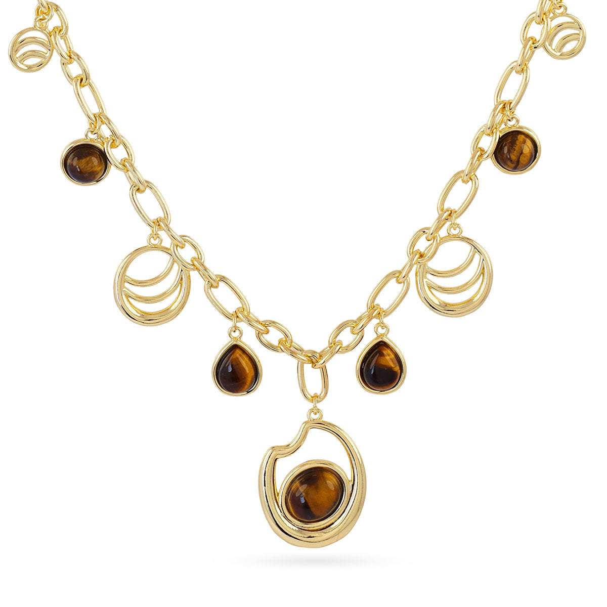 Collar Mirage multicharms ojo de tigre Café Anartxy