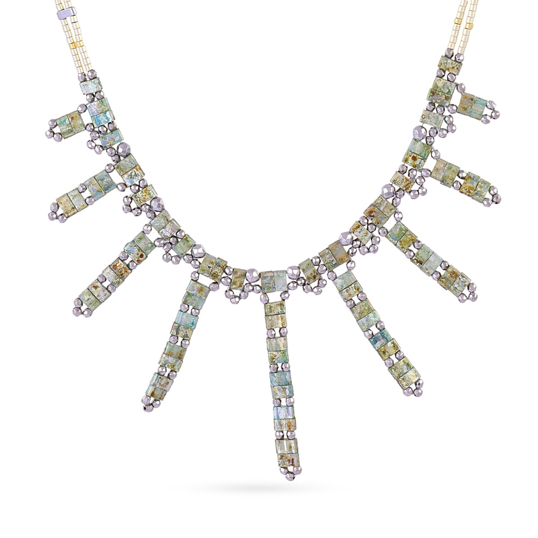 Collar Miyuki cascada multicolor Turquesa Anartxy