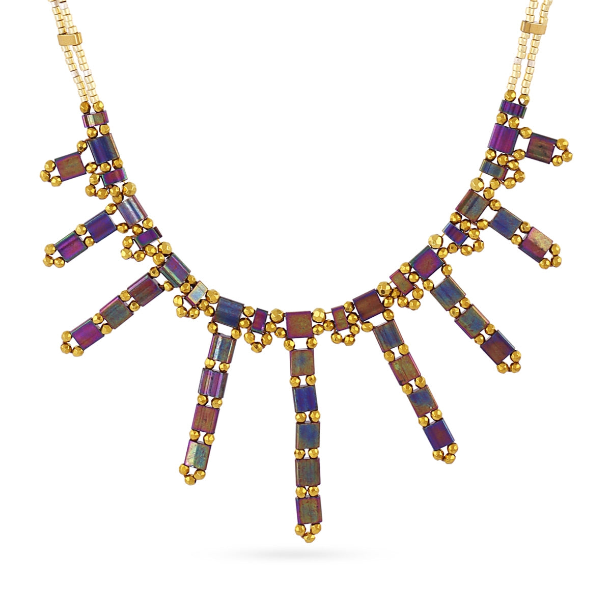 Collar Miyuki cascada multicolor Café Anartxy