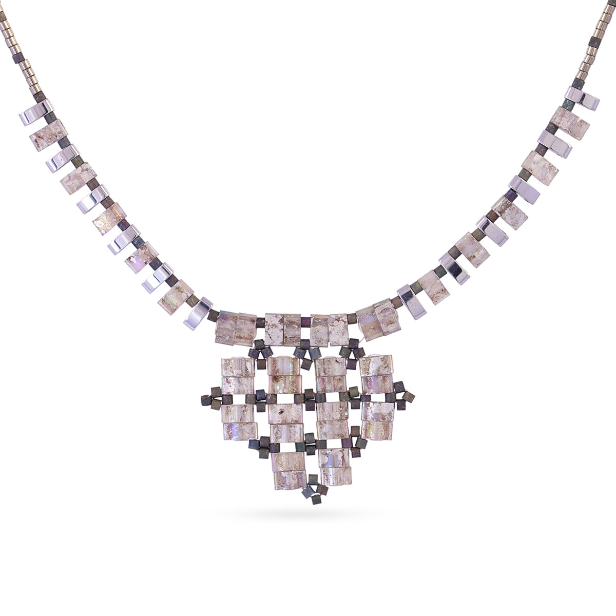 Collar Miyuki mosaic Gris Anartxy