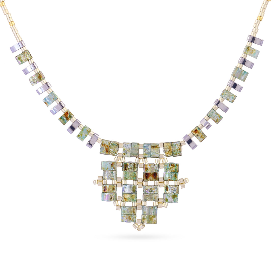 Collar Miyuki mosaic Turquesa Anartxy