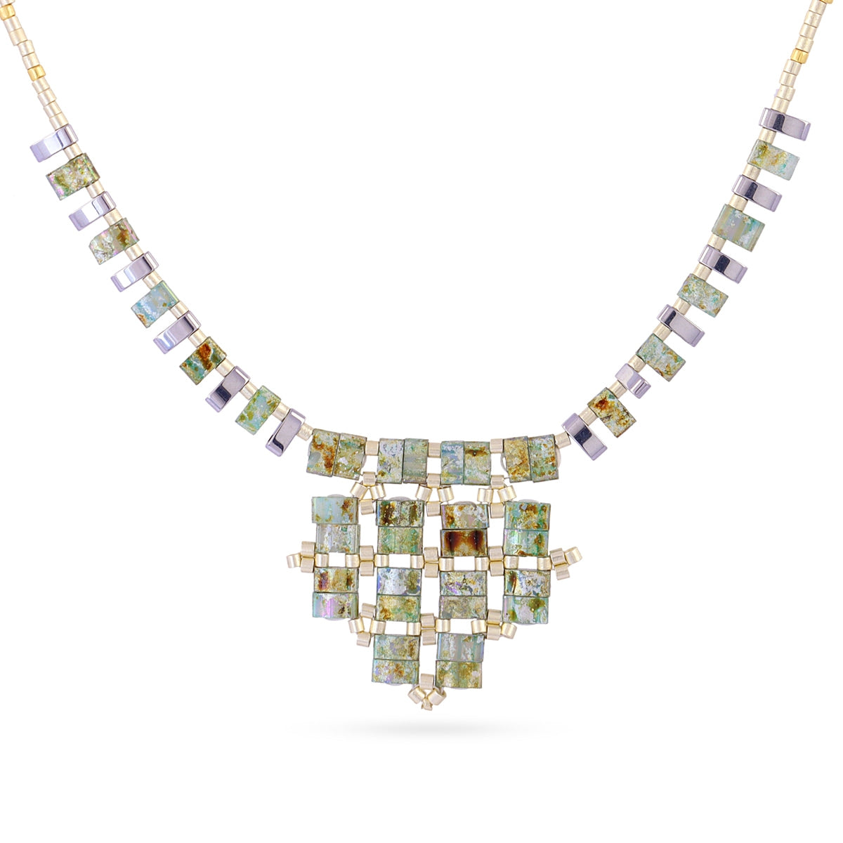 Collar Miyuki mosaic Turquesa Anartxy