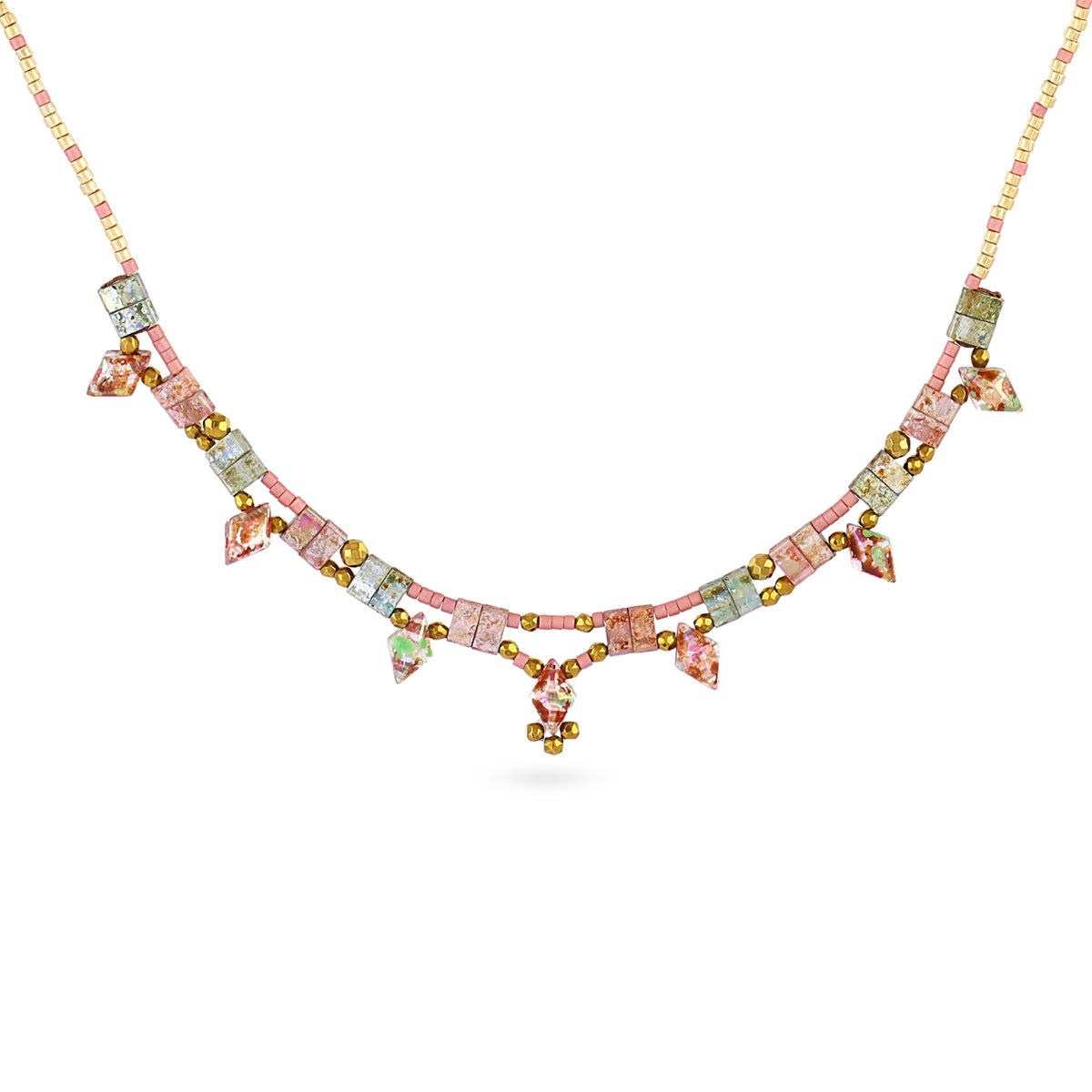 Collar Miyuki multicolor geométrico Rosa Anartxy